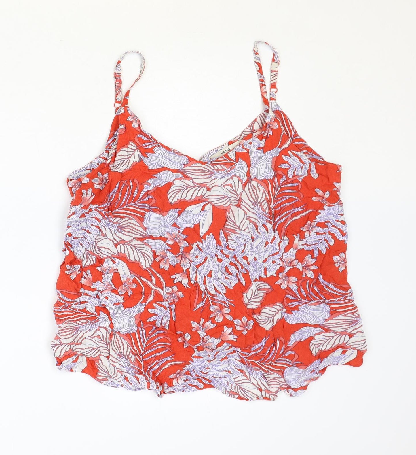 George Womens Red Floral Viscose Camisole Tank Size 8 Scoop Neck