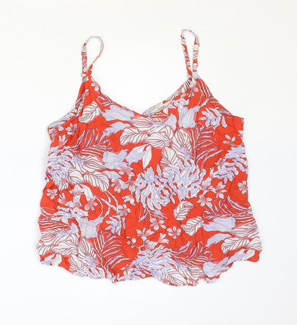George Womens Red Floral Viscose Camisole Tank Size 8 Scoop Neck
