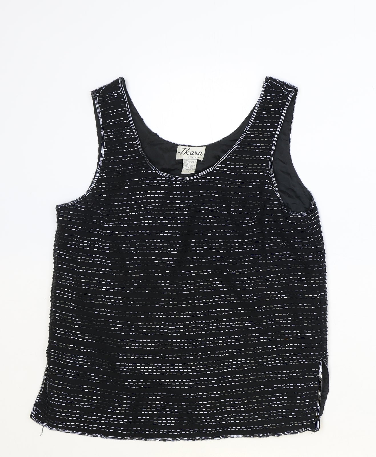 Ikana Womens Black Polyester Basic Tank Size M Scoop Neck