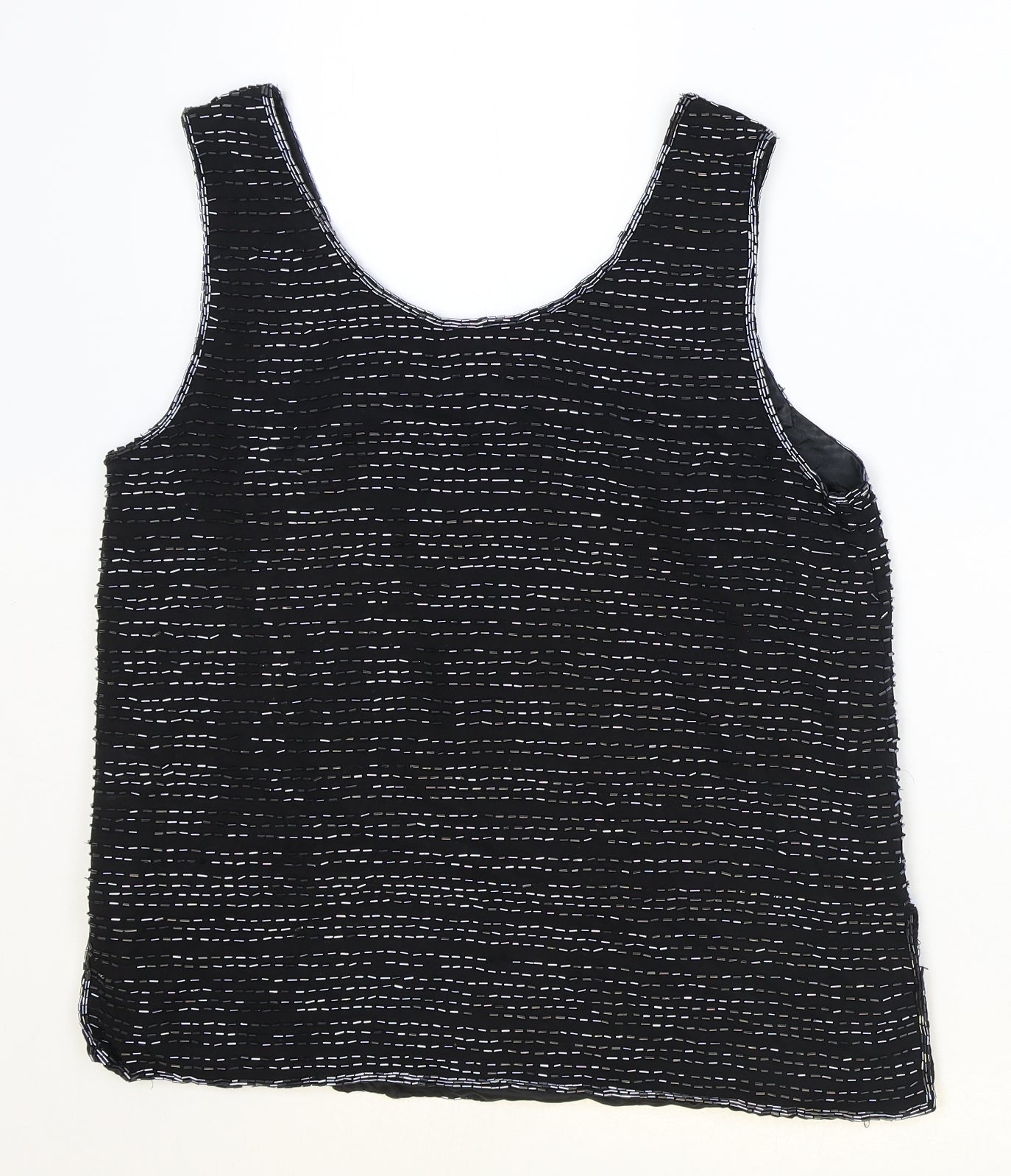 Ikana Womens Black Polyester Basic Tank Size M Scoop Neck