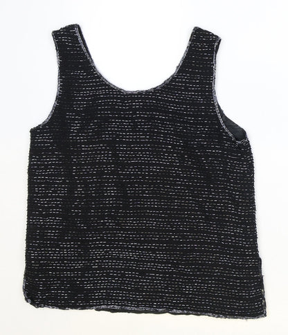 Ikana Womens Black Polyester Basic Tank Size M Scoop Neck