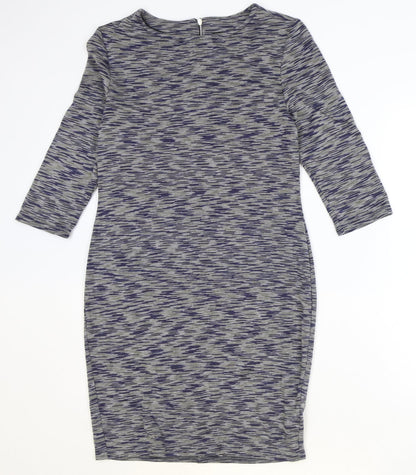 New Look Womens Grey Geometric Polyester A-Line Size 14 Round Neck Zip