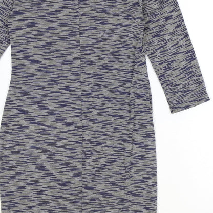 New Look Womens Grey Geometric Polyester A-Line Size 14 Round Neck Zip
