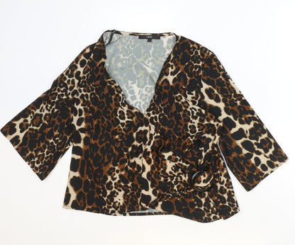 Womens UK Size 10 NEXT Brown Wrap Blouse