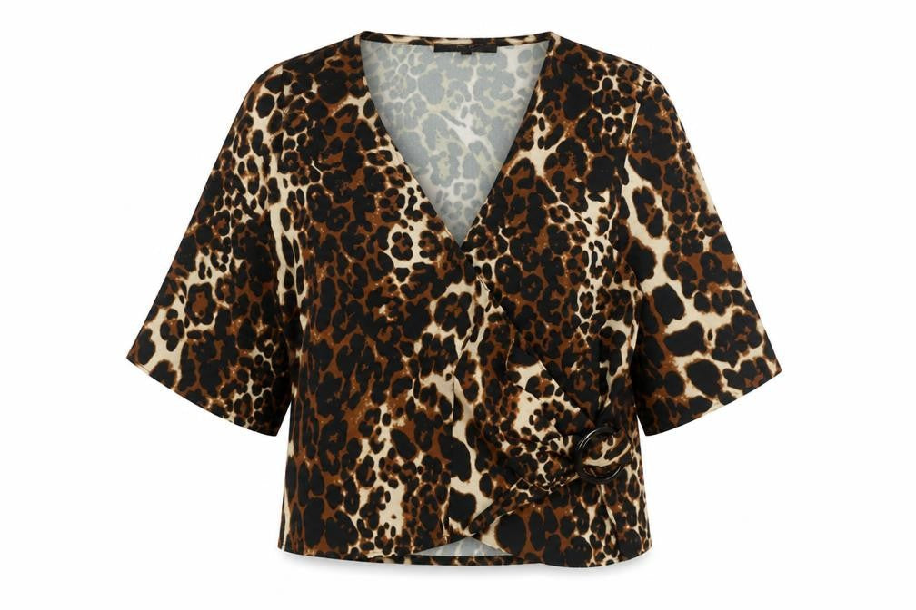 Womens UK Size 10 NEXT Brown Wrap Blouse