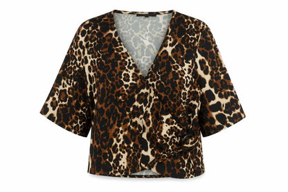 Womens UK Size 10 NEXT Brown Wrap Blouse