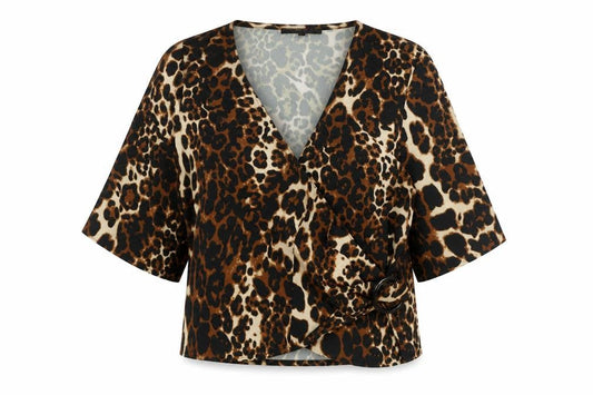Womens UK Size 10 NEXT Brown Wrap Blouse
