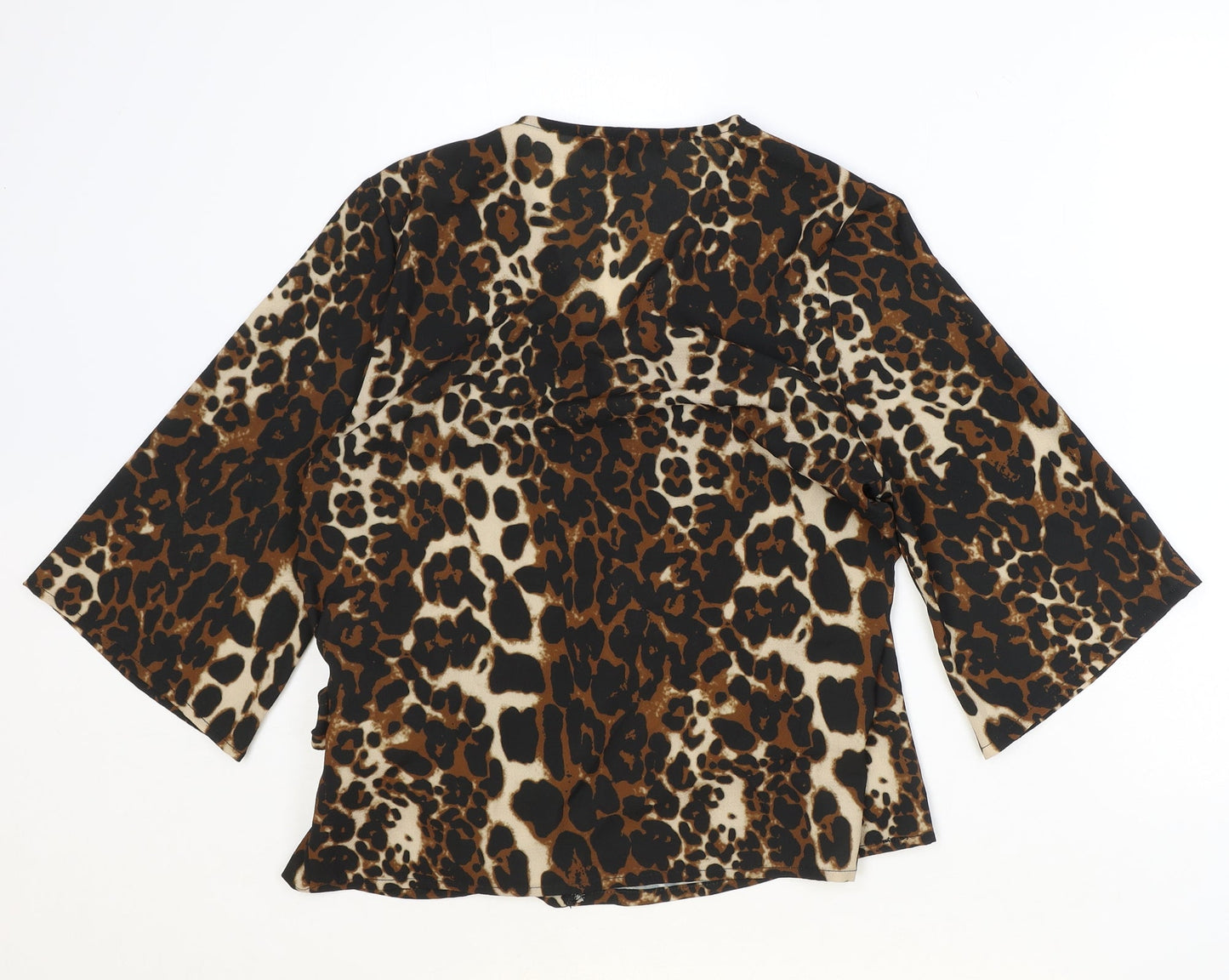 Womens UK Size 10 NEXT Brown Wrap Blouse