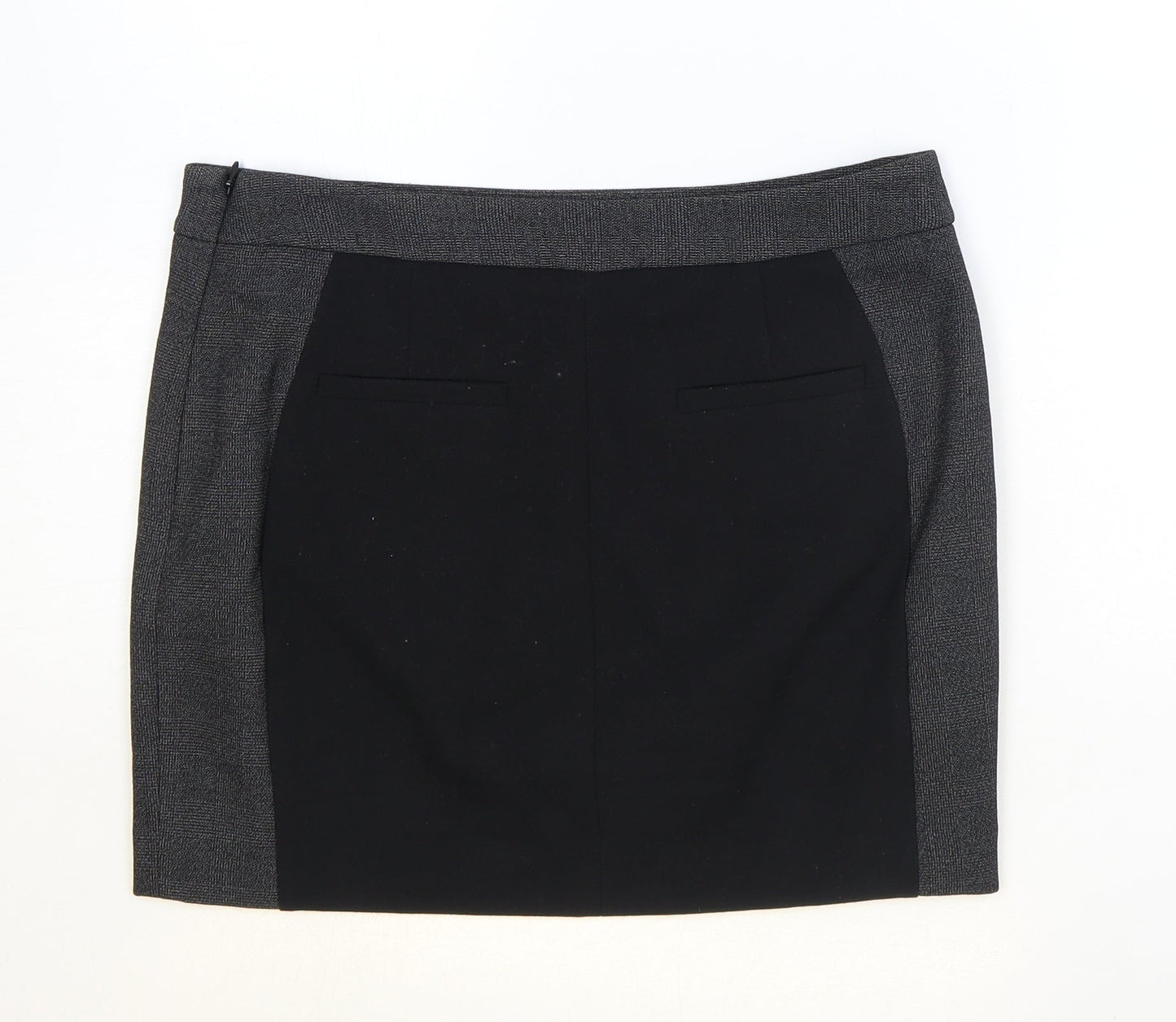 NEXT Womens Black Plaid Polyester Mini Skirt Size 12 Zip