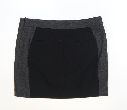 NEXT Womens Black Plaid Polyester Mini Skirt Size 12 Zip