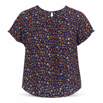 Madwell Womens Blue Floral Viscose Basic Blouse Size S Round Neck