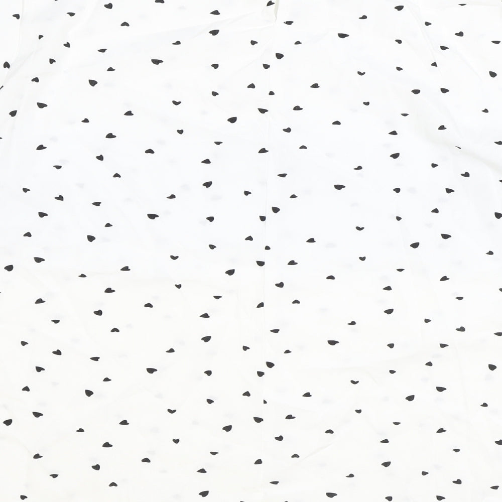 SheIn Womens Ivory Geometric Polyester Basic Blouse Size XL Round Neck - Love Hearts