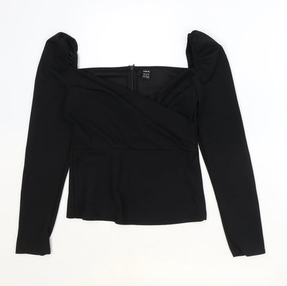 SheIn Womens Black Polyester Basic Blouse Size M Square Neck