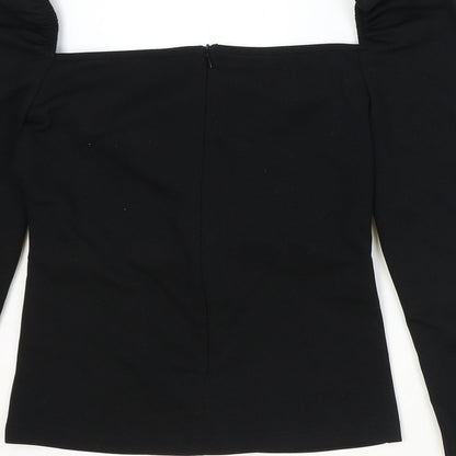 SheIn Womens Black Polyester Basic Blouse Size M Square Neck