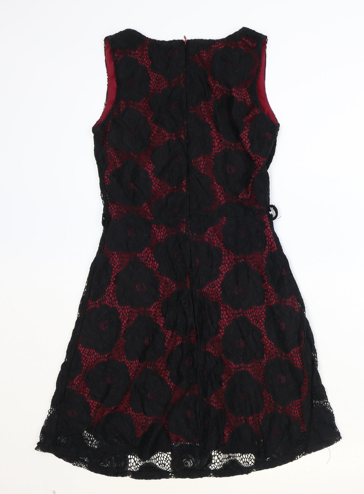 Mela London Womens Beige Geometric Polyester A-Line Size 10 Scoop Neck Zip