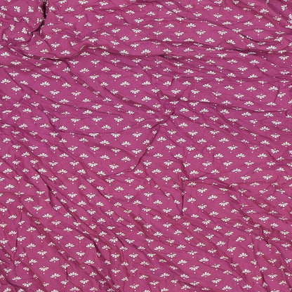 Fame Forever Womens Purple Geometric Viscose Basic Blouse Size M Round Neck