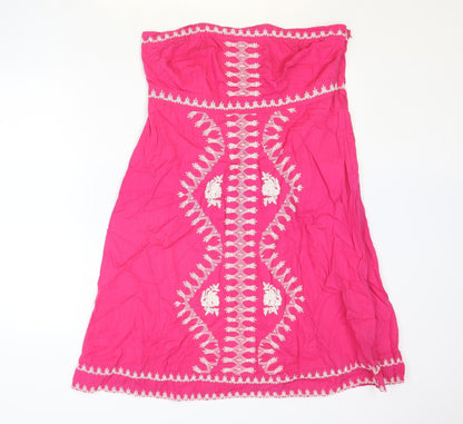 Monsoon Womens Pink 100% Cotton Fit & Flare Size 16 Off the Shoulder Zip