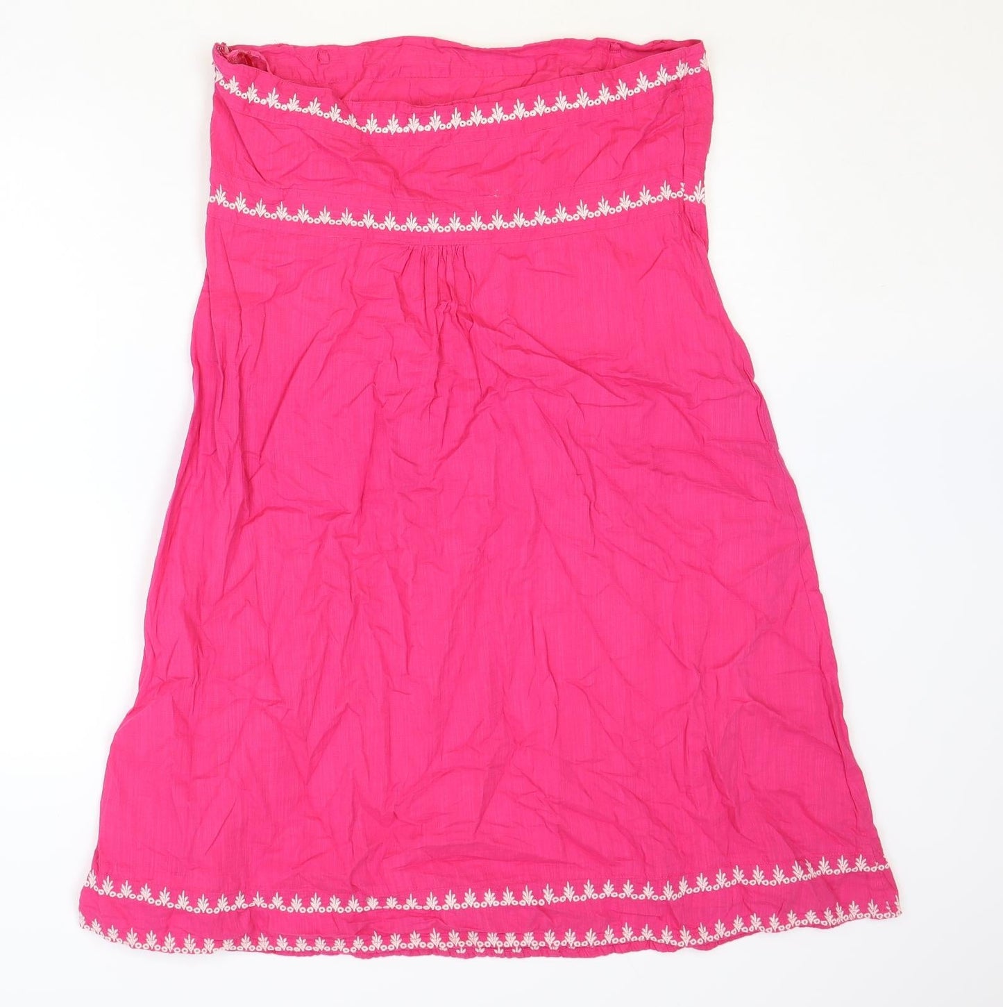 Monsoon Womens Pink 100% Cotton Fit & Flare Size 16 Off the Shoulder Zip