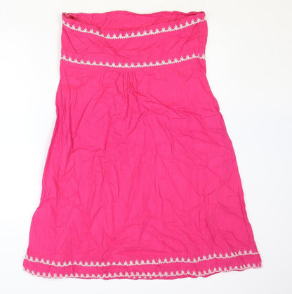 Monsoon Womens Pink 100% Cotton Fit & Flare Size 16 Off the Shoulder Zip