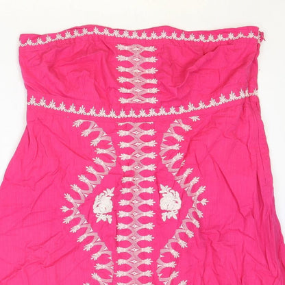 Monsoon Womens Pink 100% Cotton Fit & Flare Size 16 Off the Shoulder Zip