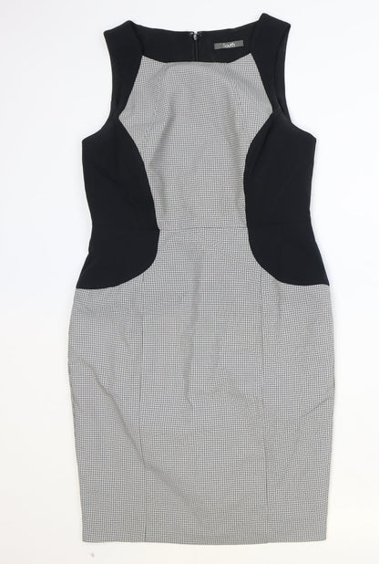 South Womens Grey Polyester Pencil Dress Size 12 Boat Neck Zip