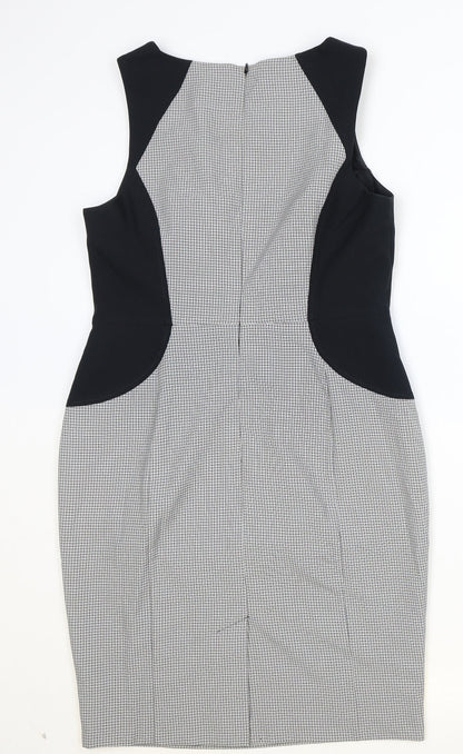 South Womens Grey Polyester Pencil Dress Size 12 Boat Neck Zip