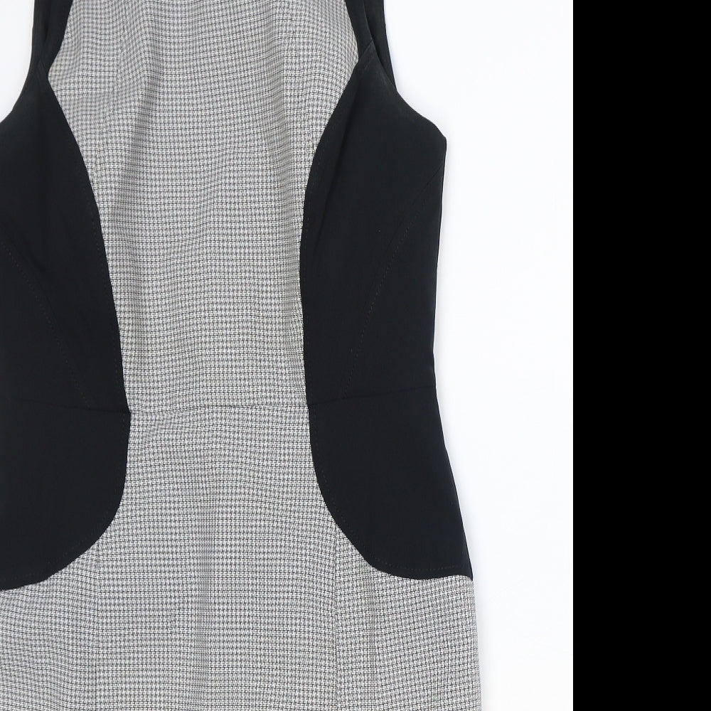 South Womens Grey Polyester Pencil Dress Size 12 Boat Neck Zip