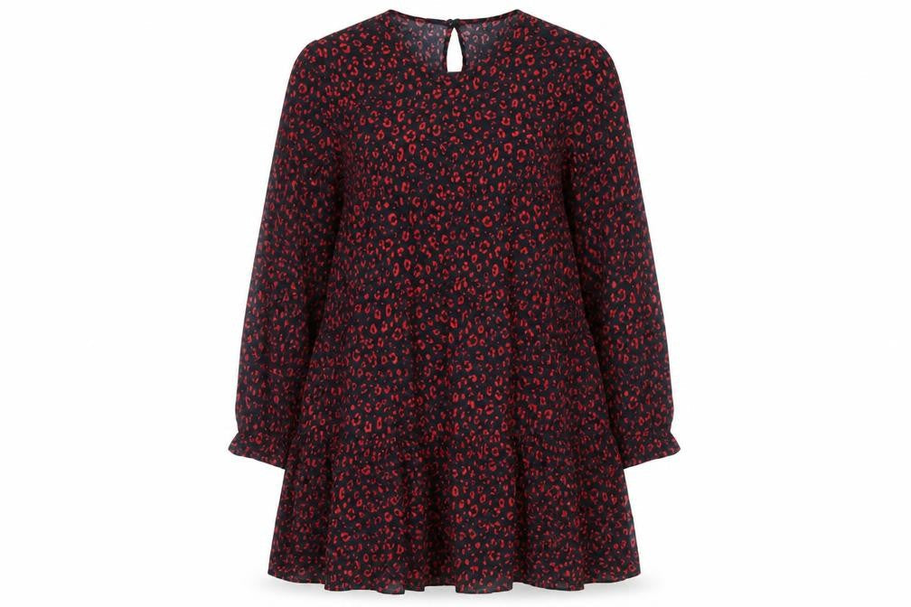 Zara Womens Black Geometric Viscose A-Line Size M Round Neck Button