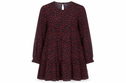 Zara Womens Black Geometric Viscose A-Line Size M Round Neck Button