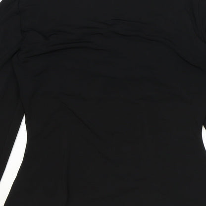 Por Moi Womens Black Polyester Basic Blouse Size 8 V-Neck