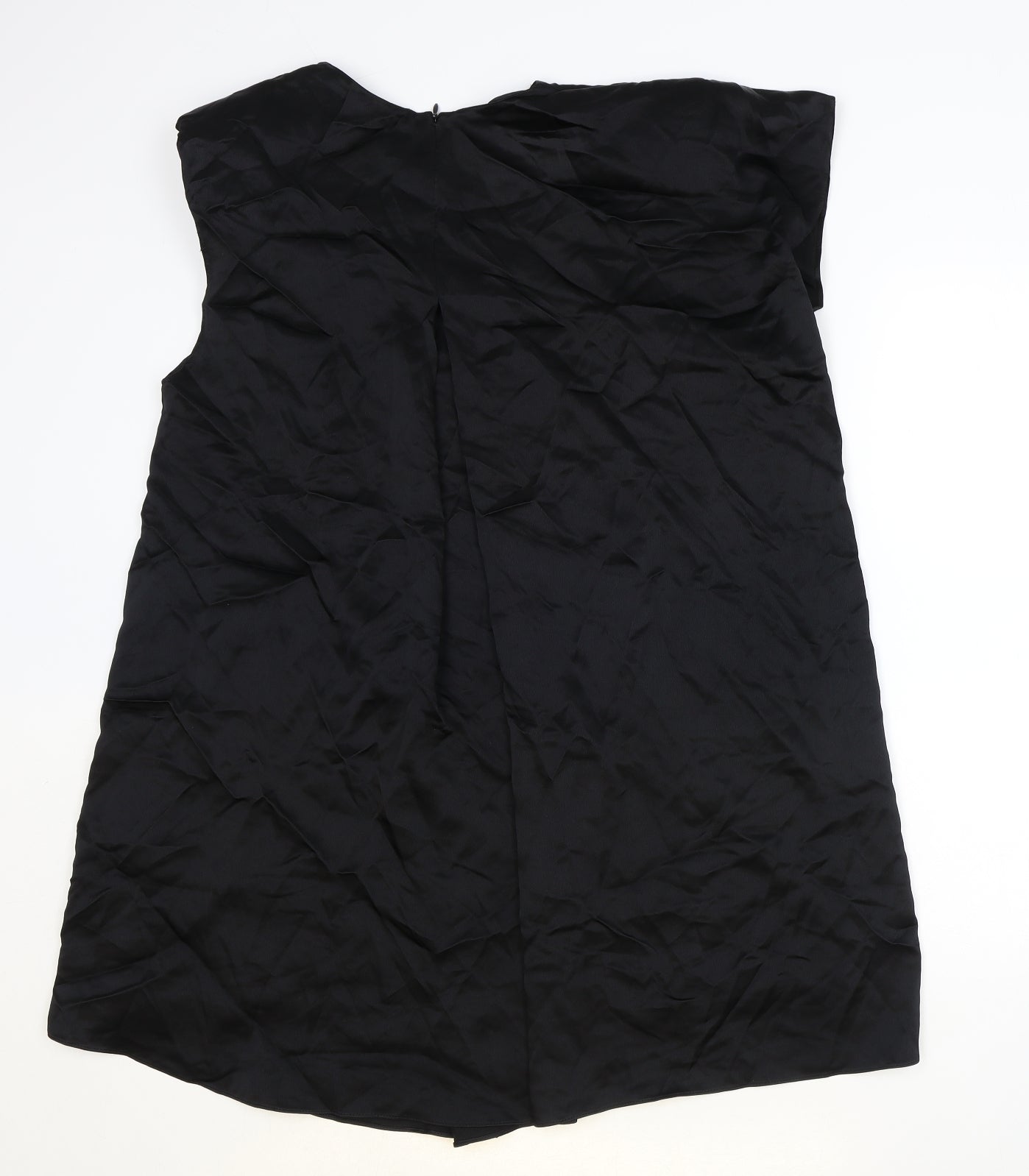 Zara Womens Black Viscose Tank Dress Size M Round Neck Zip