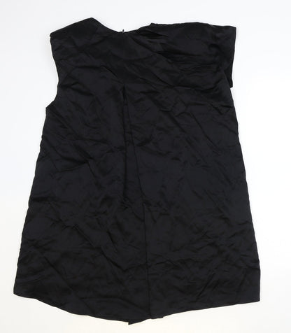 Zara Womens Black Viscose Tank Dress Size M Round Neck Zip
