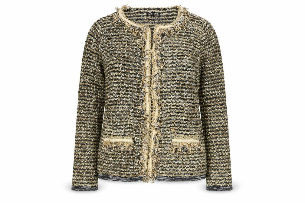 Cashmia Womens Gold Scoop Neck Acrylic Cardigan Jumper Size S