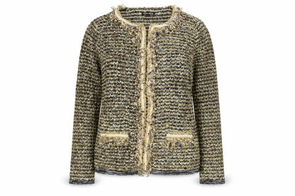 Cashmia Womens Gold Scoop Neck Acrylic Cardigan Jumper Size S