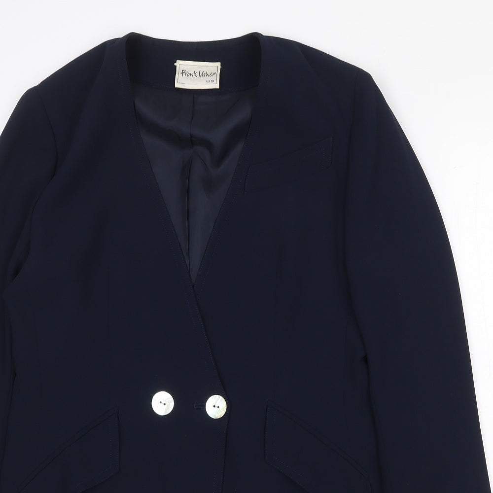 Womens UK Size 10 Frank Usher Blue Overcoat