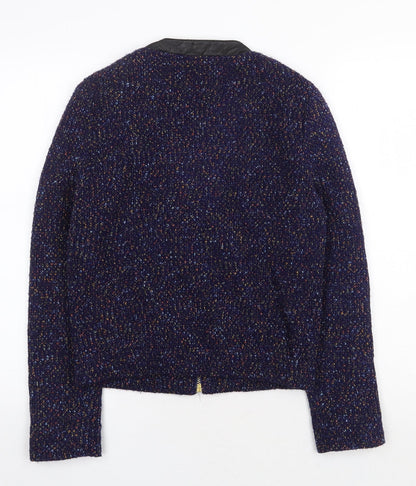 Yumi Womens Blue Geometric Jacket Size 8 Zip