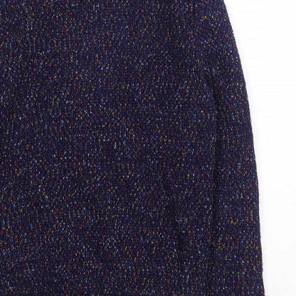 Yumi Womens Blue Geometric Jacket Size 8 Zip