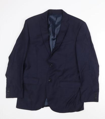 Blackberrys Mens Blue Wool Jacket Suit Jacket Size 40 Regular