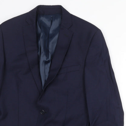 Blackberrys Mens Blue Wool Jacket Suit Jacket Size 40 Regular