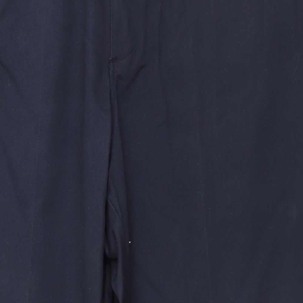 Haggar Mens Blue Cotton Trousers Size 38 in Regular Zip