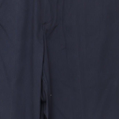 Haggar Mens Blue Cotton Trousers Size 38 in Regular Zip