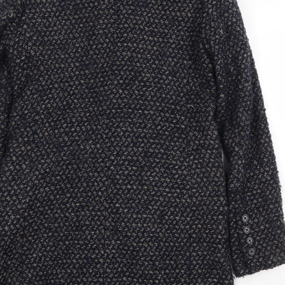 BCBGeneration Womens Blue Geometric Overcoat Coat Size S Button