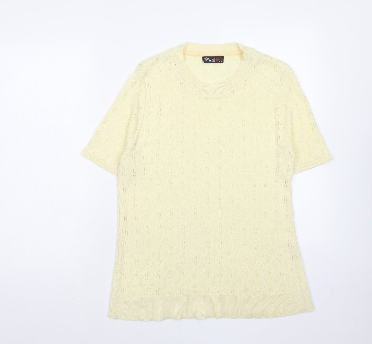 Womens UK Size S Pure Fashion Yellow Pullover Jumper