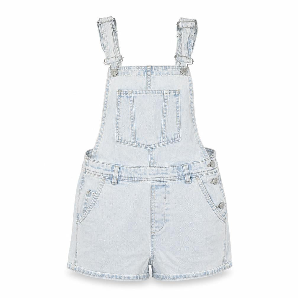 Topshop Womens Blue Cotton Dungaree One-Piece Size 6 Button