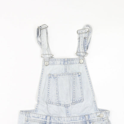 Topshop Womens Blue Cotton Dungaree One-Piece Size 6 Button