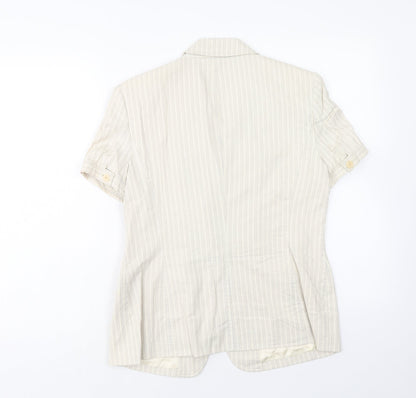 Style&co. Womens Beige Striped Jacket Blazer Size 8 Button