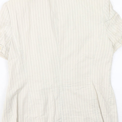 Style&co. Womens Beige Striped Jacket Blazer Size 8 Button