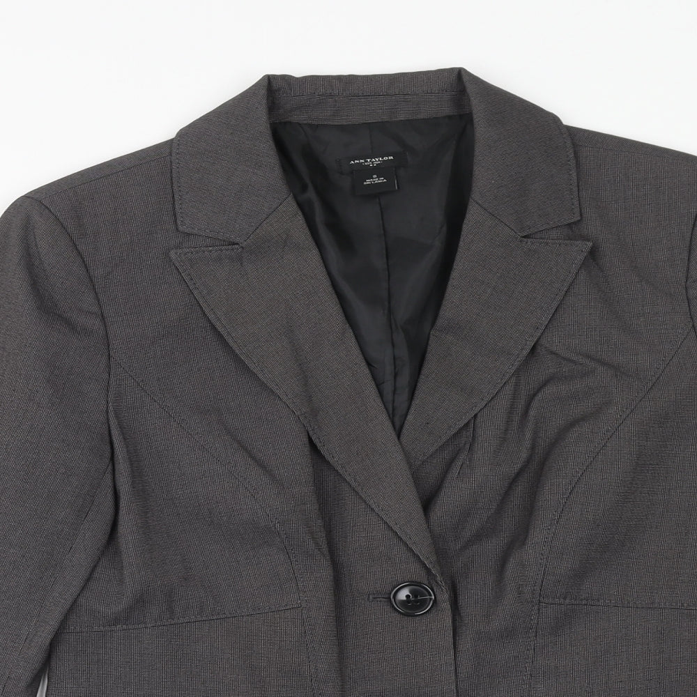 Ann Taylor Womens Grey Jacket Blazer Size 8 Button