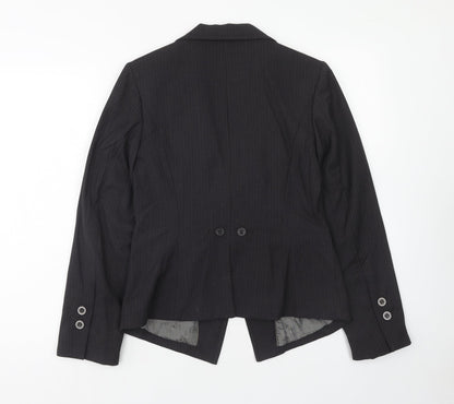 NEXT Womens Grey Pinstripe Polyester Jacket Suit Jacket Size 10 Button