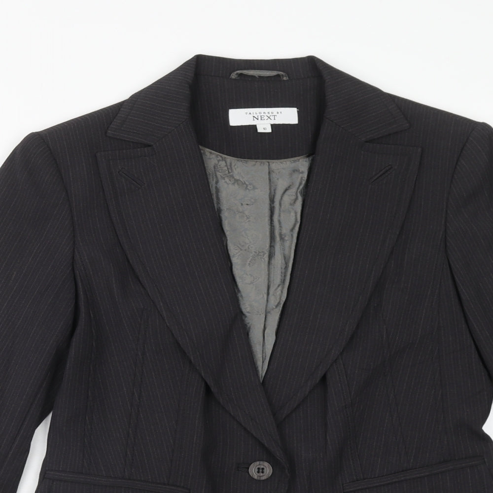 NEXT Womens Grey Pinstripe Polyester Jacket Suit Jacket Size 10 Button